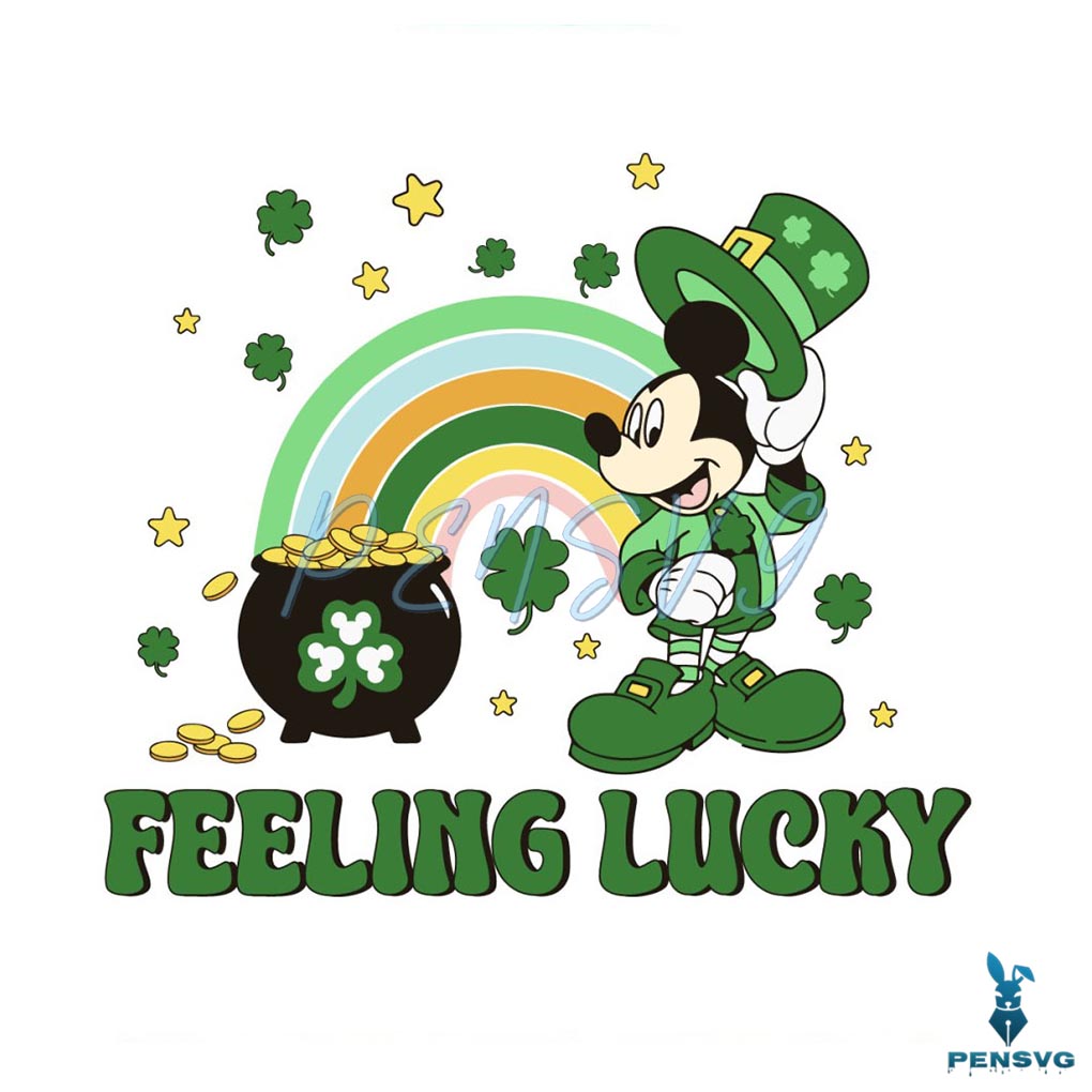 Mickey Feeling Lucky St Patricks Day SVG
