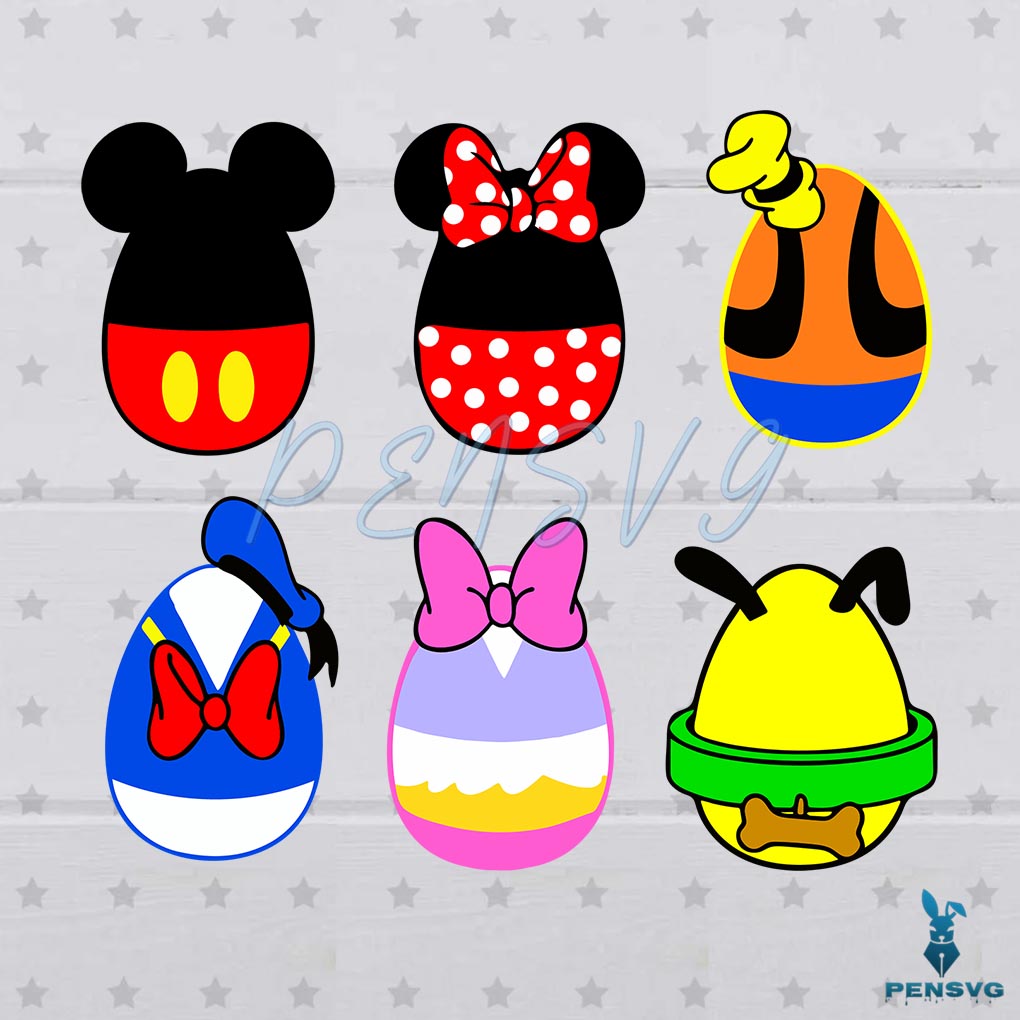 Mickey Friends Easter Eggs Bundle SVG Digital File