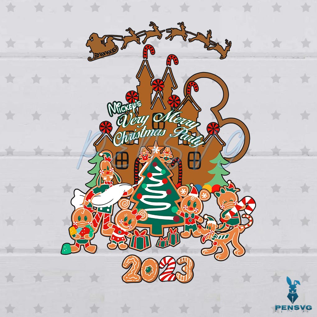 Mickey Friends Gingerbread Very Merry Christmas Party PNG