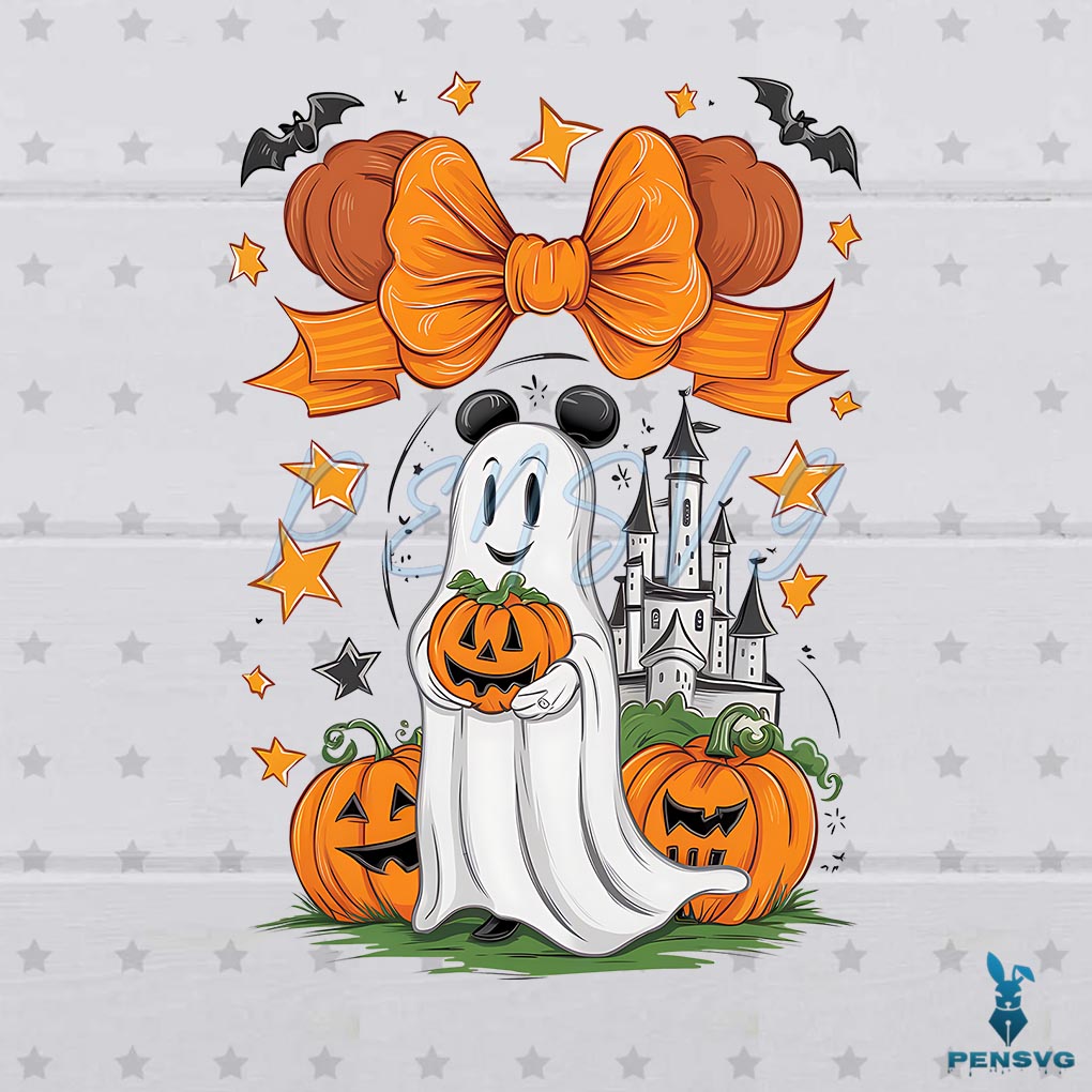 Mickey Ghost Disneyland Halloween Castle Horror PNG