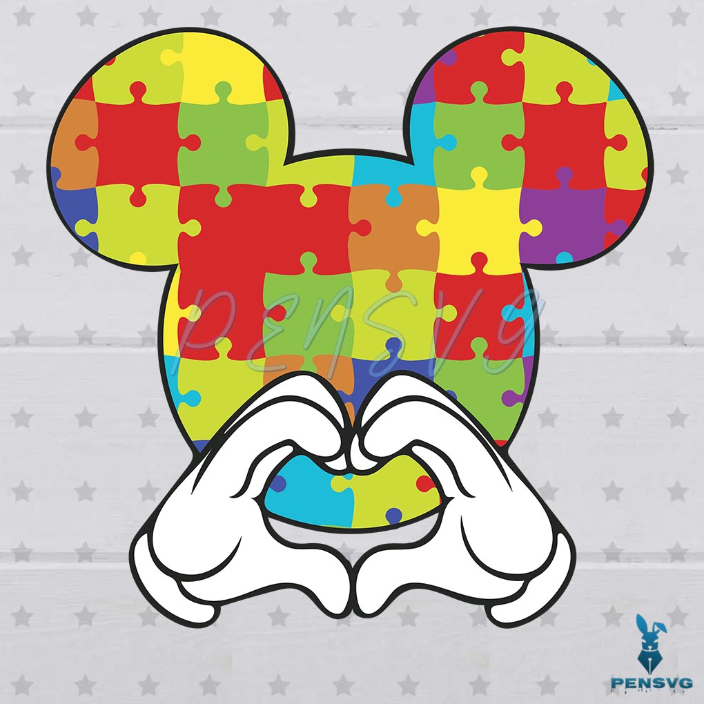 Mickey Head Autism Love Svg