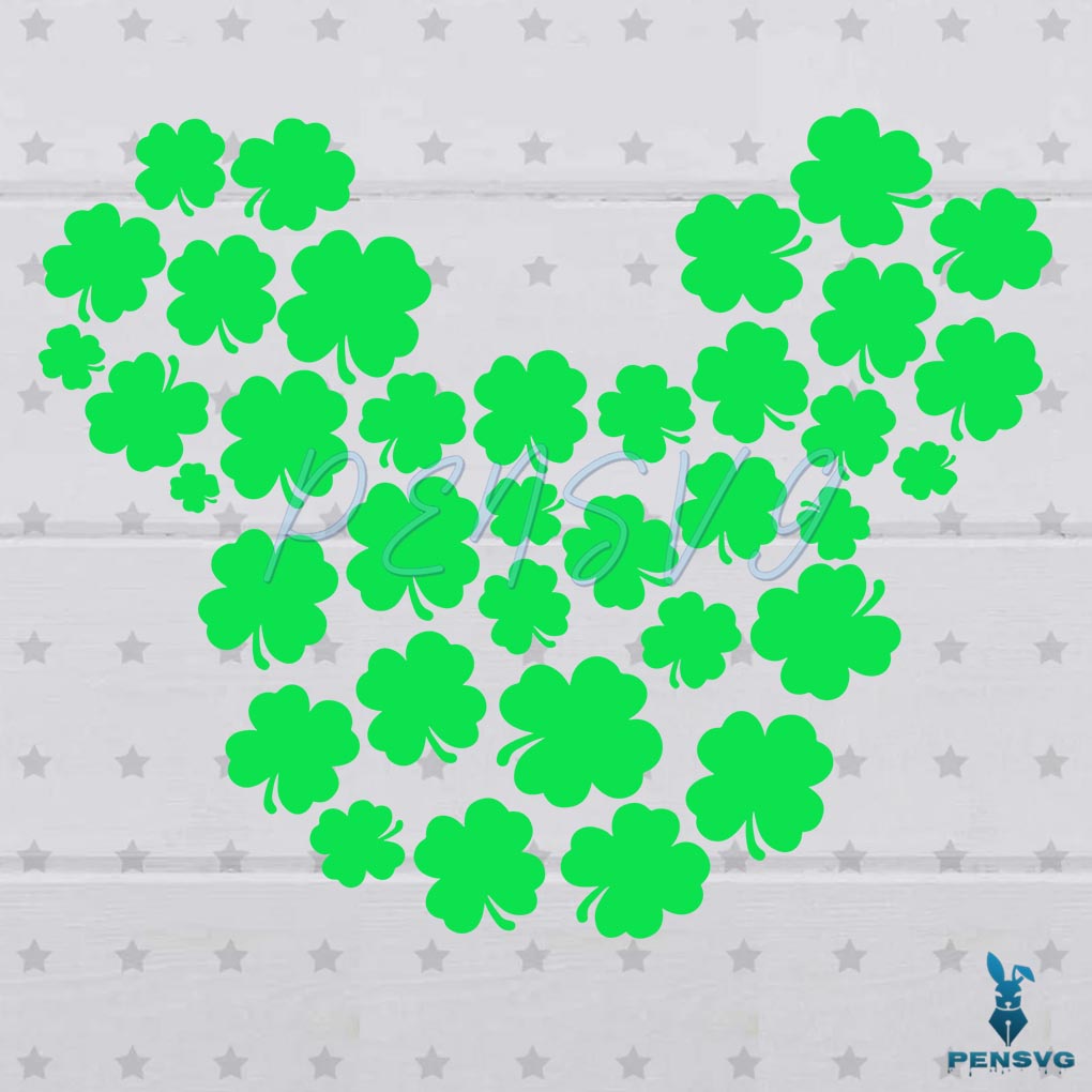 Mickey Inspired Clover Ears SVG Digital File, Patrick Day Svg