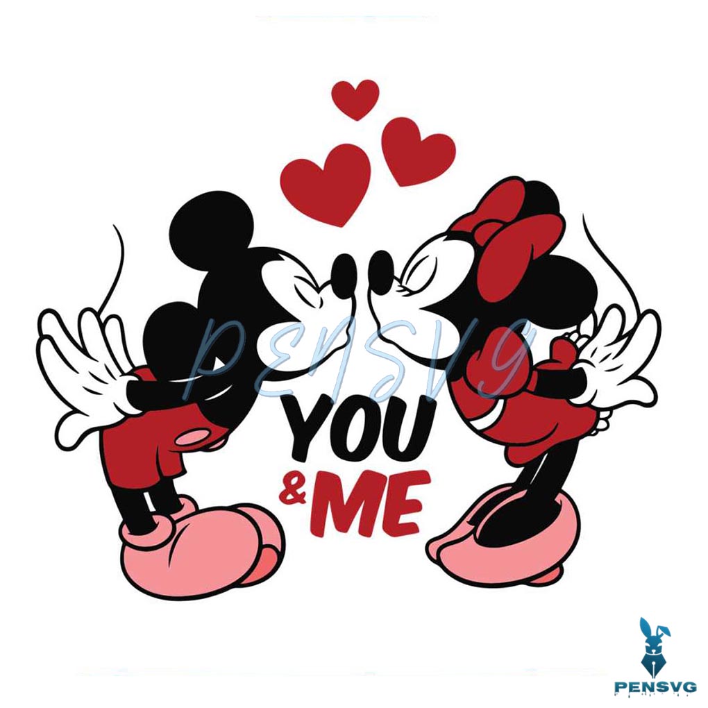 Mickey Kiss Minnie You And Me SVG