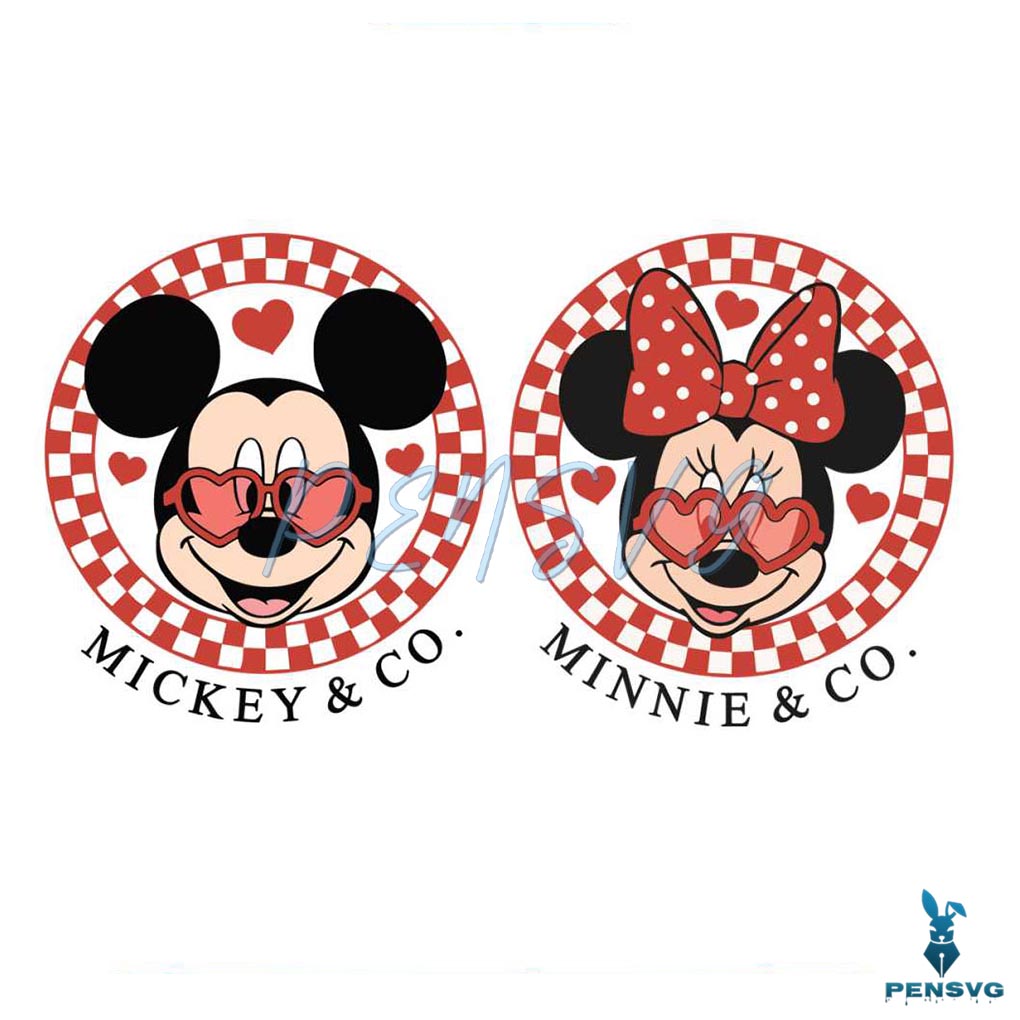 Mickey Minnie And Co Valentine Couple SVG