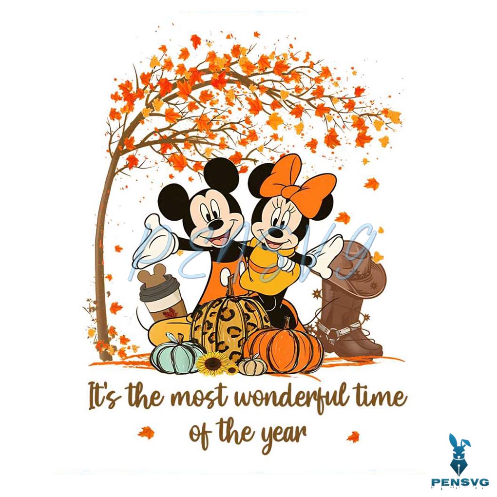 Mickey Minnie Thanksgiving Wonderful Time of The Year PNG