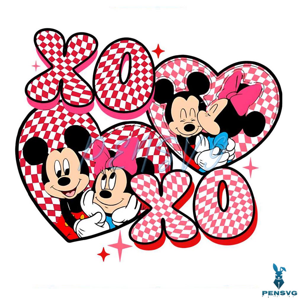 Mickey Minnie Xoxo Heart Valentine PNG