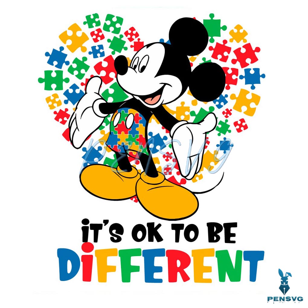 Mickey Mouse Autism Its Ok To Be Different SVG