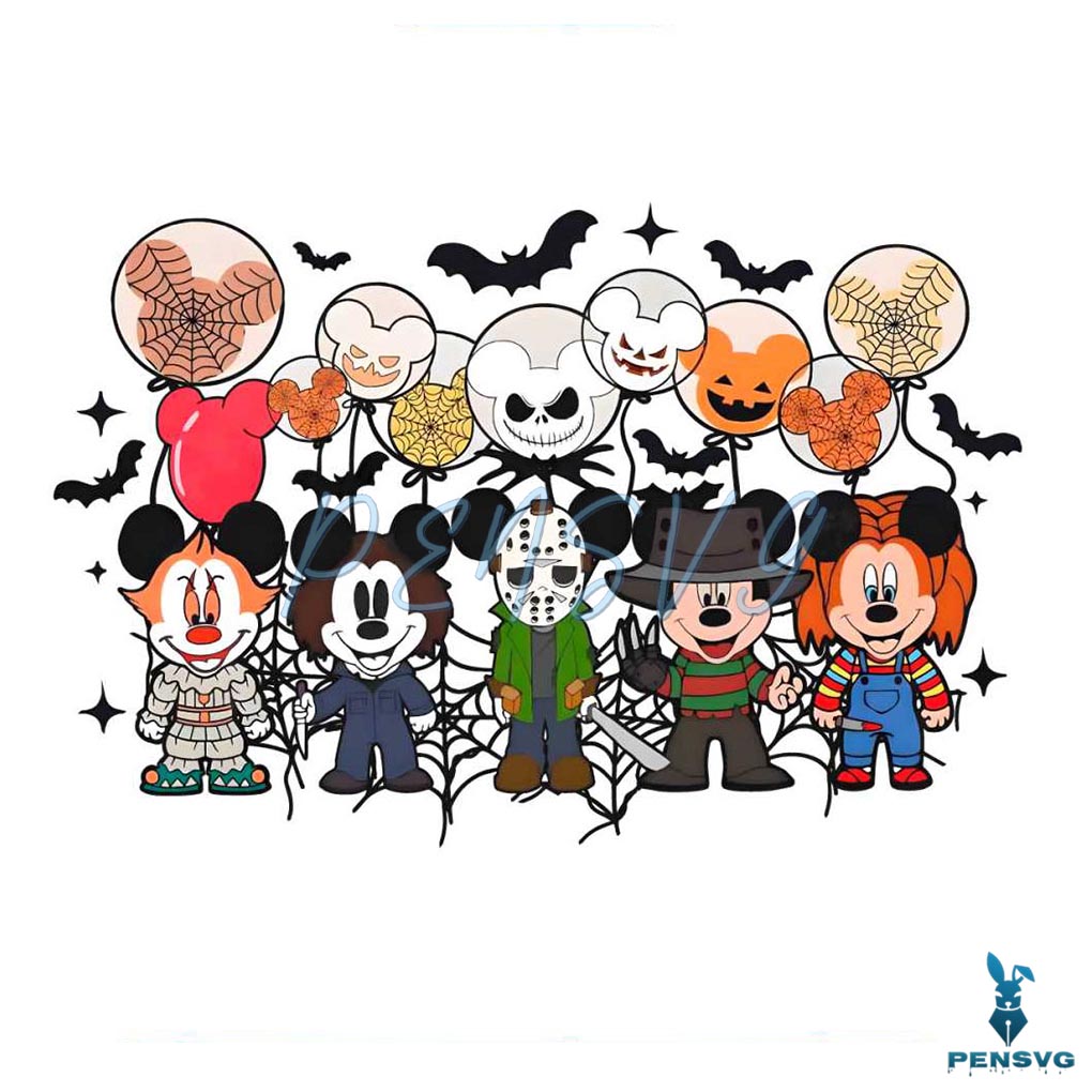 Mickey Mouse Balloons Horror Characters PNG