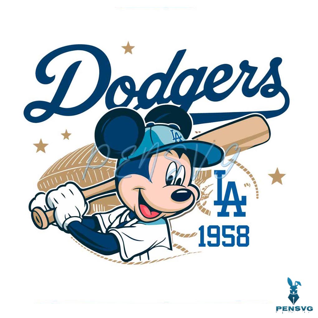 Mickey Mouse Dodgers 1958 Baseball SVG