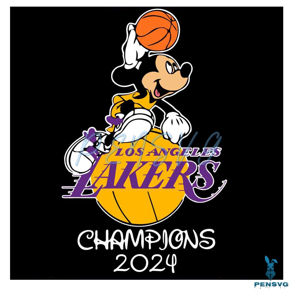 Mickey Mouse Los Angeles Lakers Champions 2024 SVG