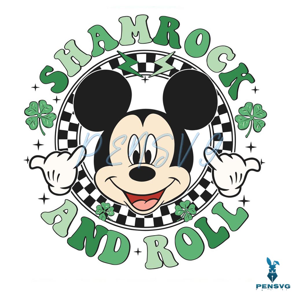 Mickey Shamrock And Roll Patricks Day SVG