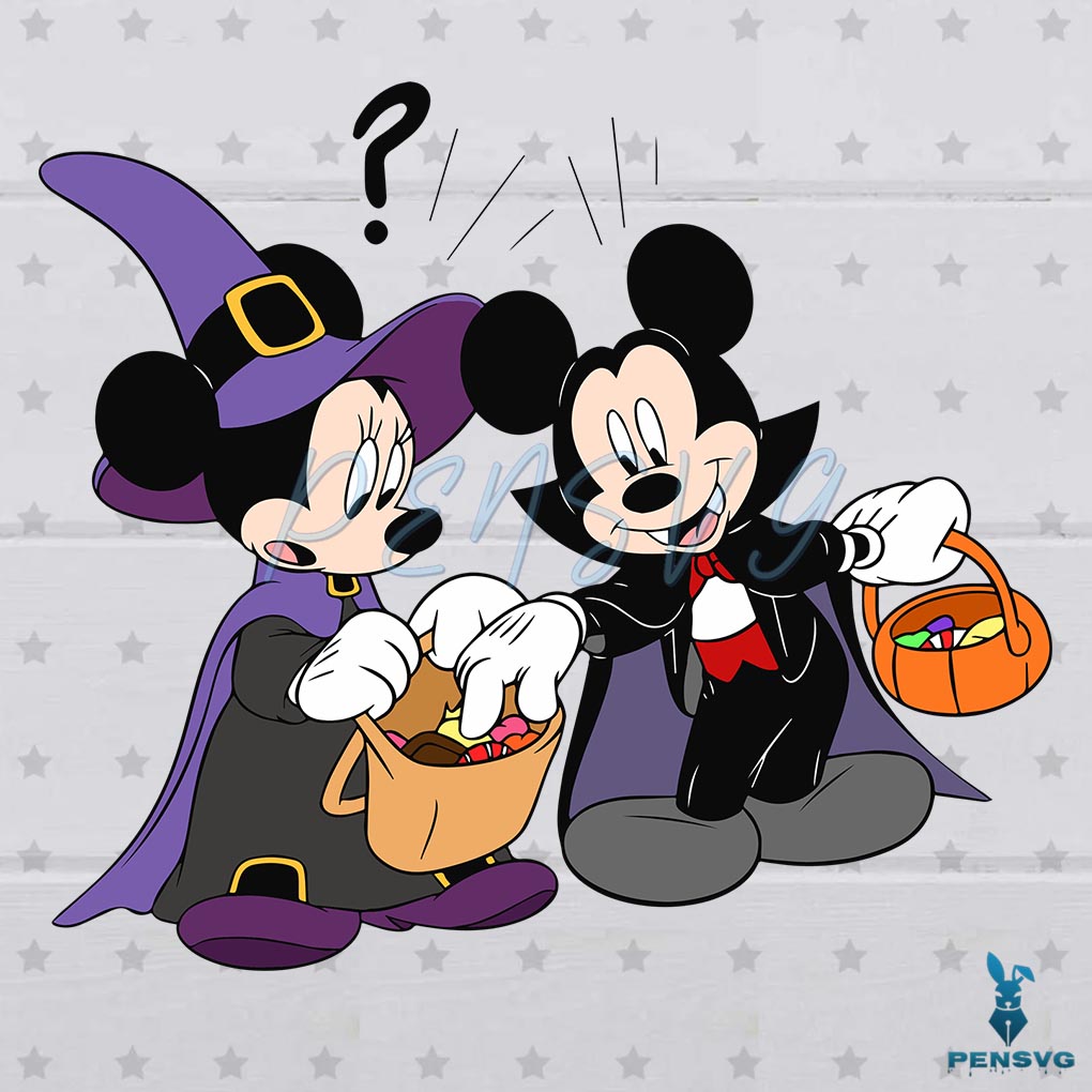 Mickey Vampire and Minnie Witch Halloween SVG Cutting File