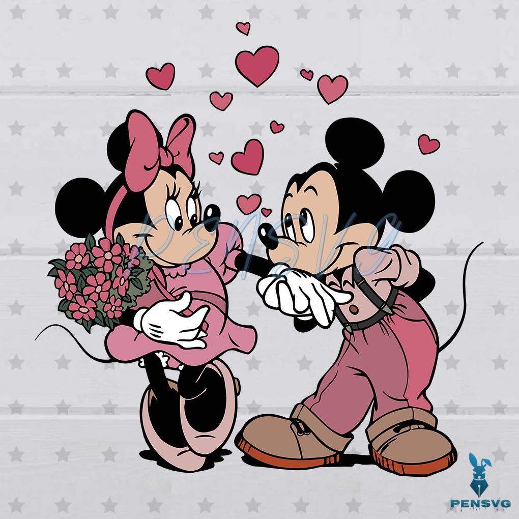 Mickey and Minnie Happy Valentines Day Disney Couple SVG