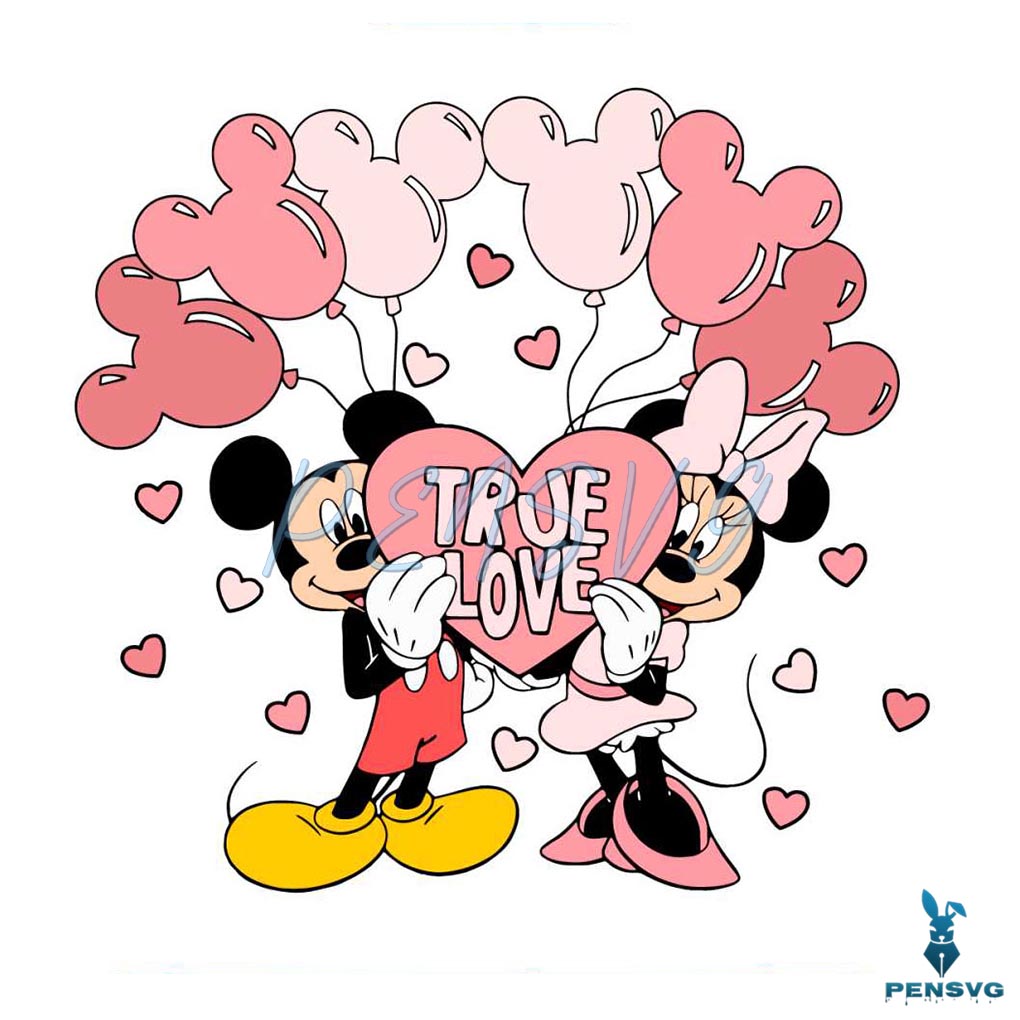 Mickey and Minnie True Love Balloons SVG