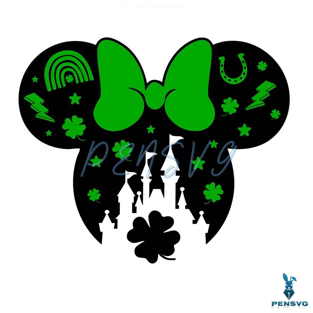 Minnie Head Castle Disney St Patricks Day SVG