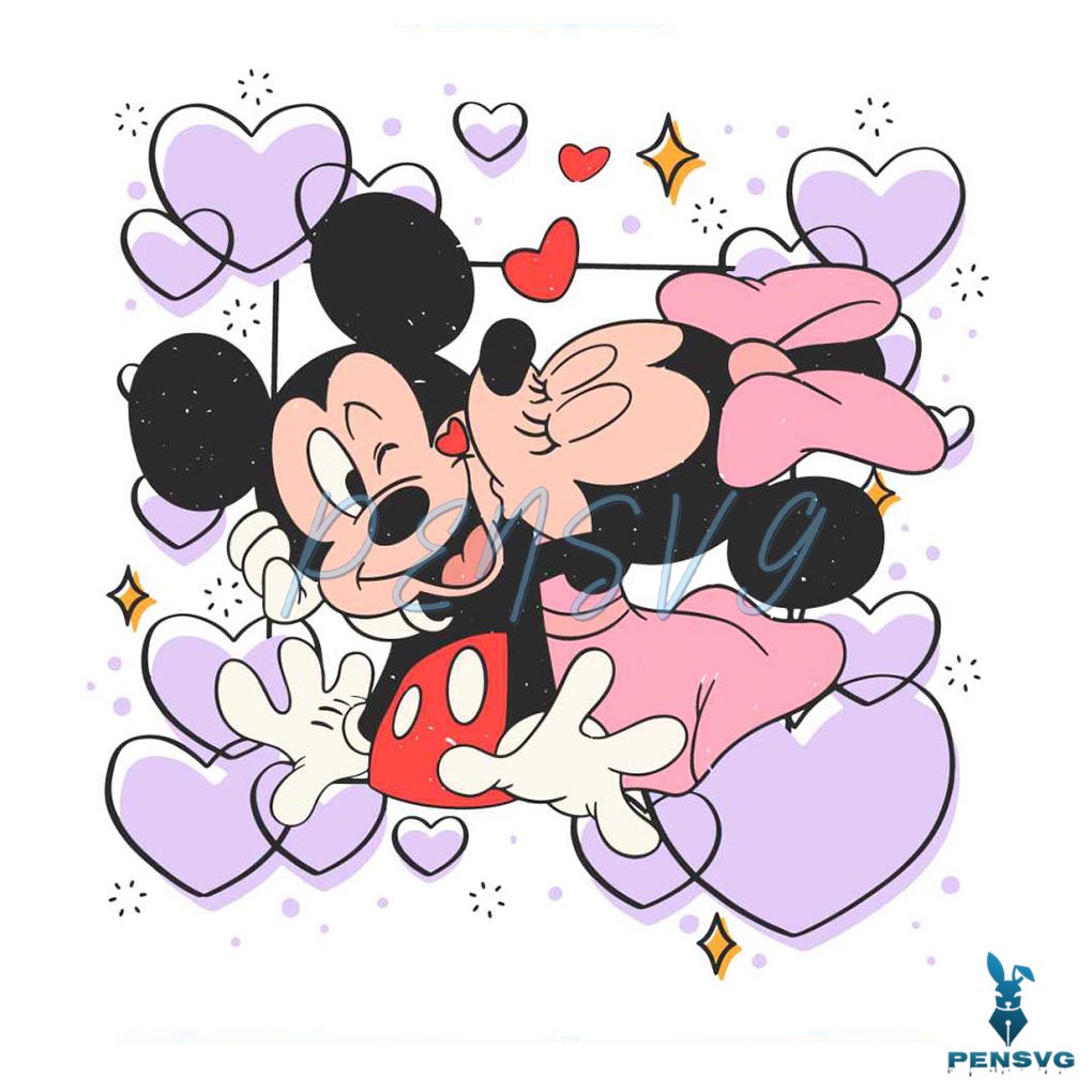 Minnie Kiss Mickey Cute Valentine SVG