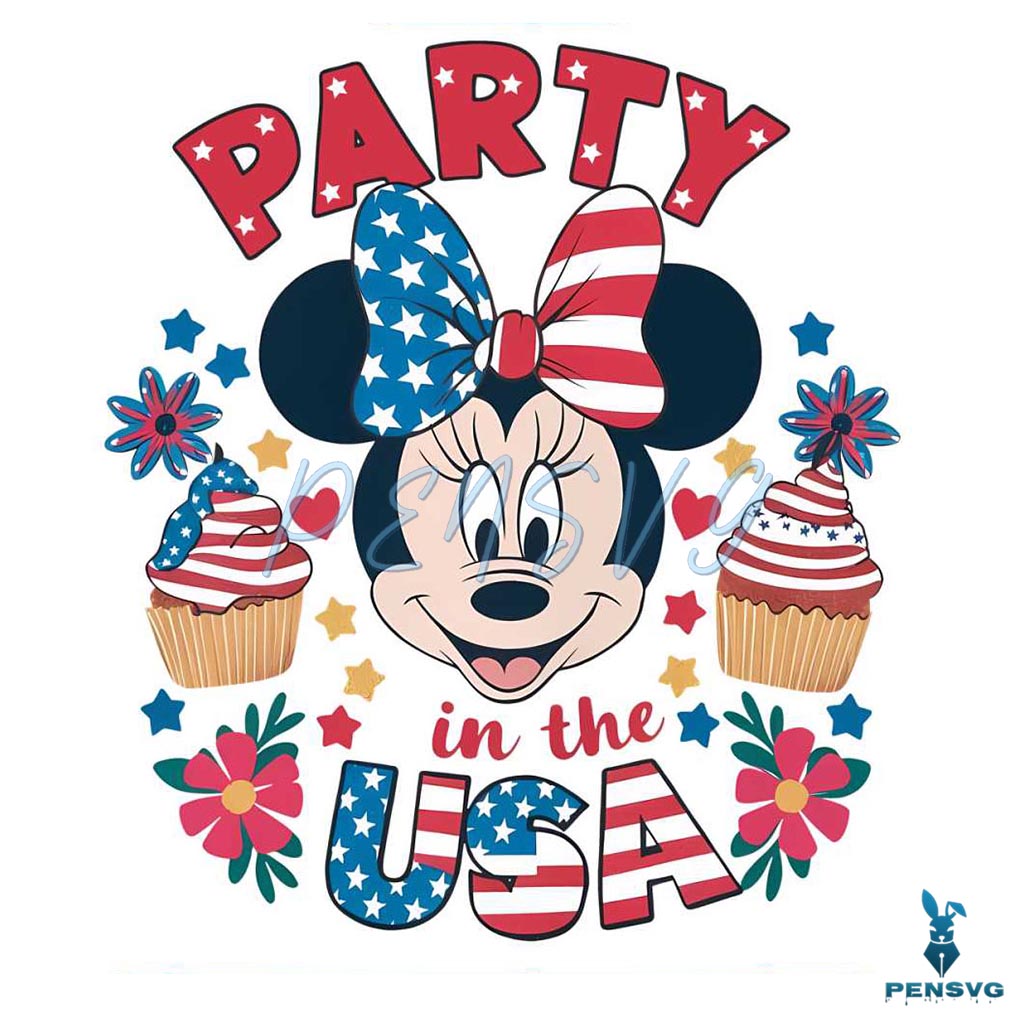 Minnie Party In The USA Disney 4th Of July PNG