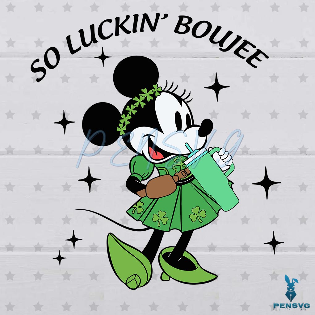 Minnie So Luckin Boujee St Patricks Day SVG