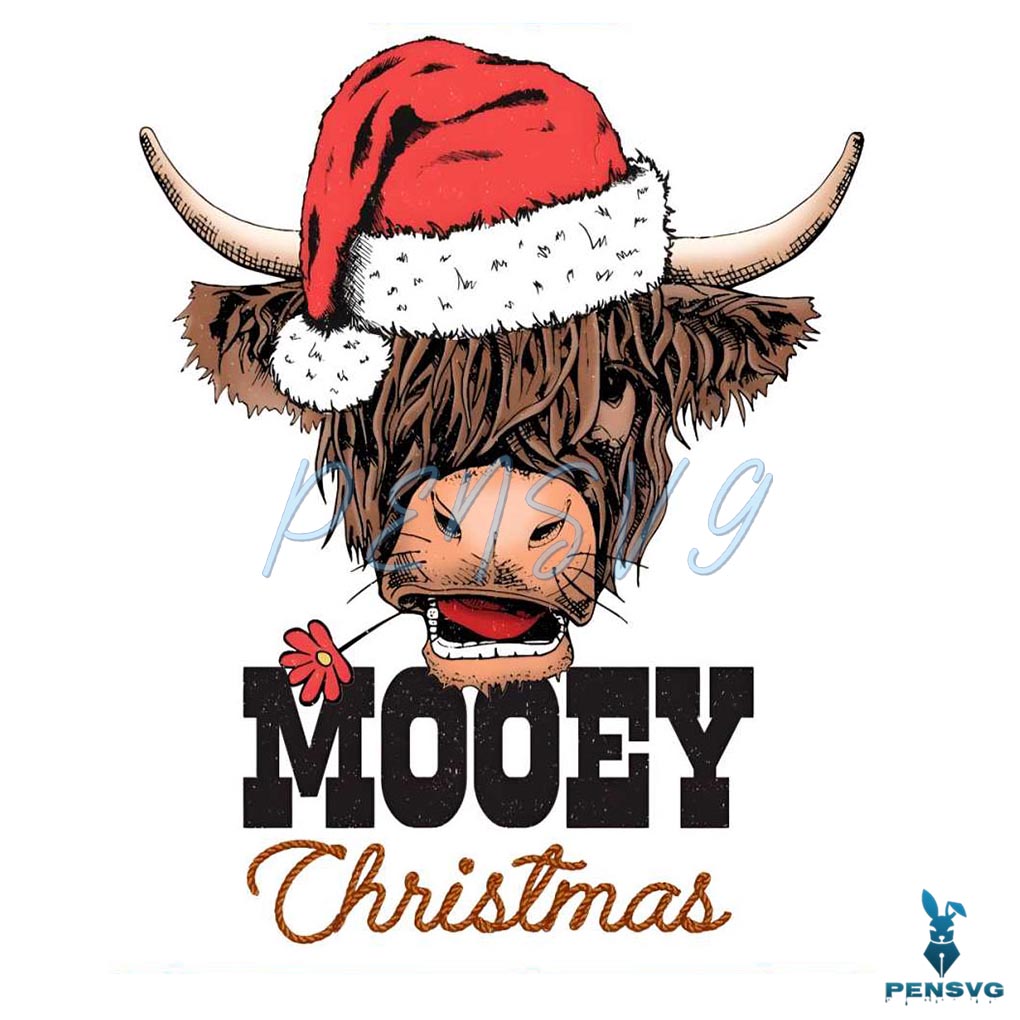 Mooey Christmas Cute Cow Santa PNG Sublimation