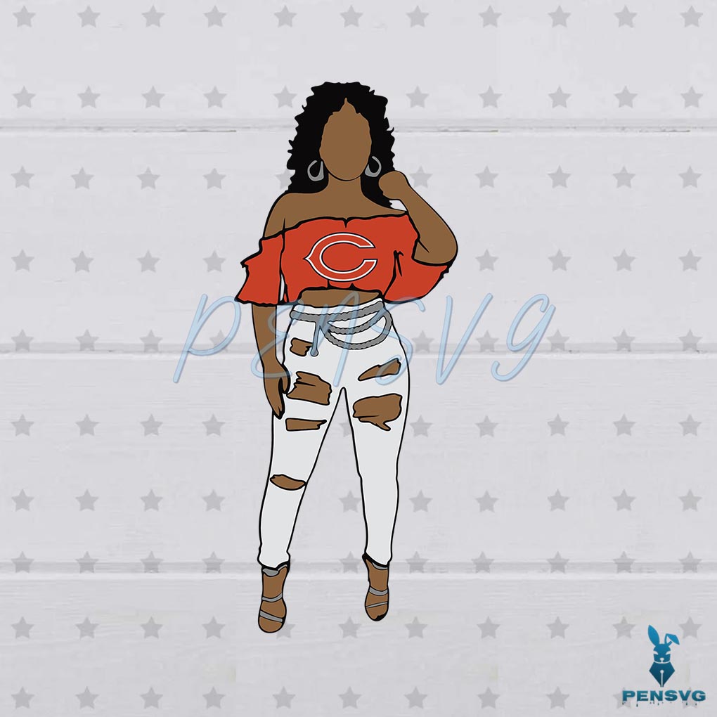 NFL Chicago Bears SVG Black Girl Football Team Cutting Files