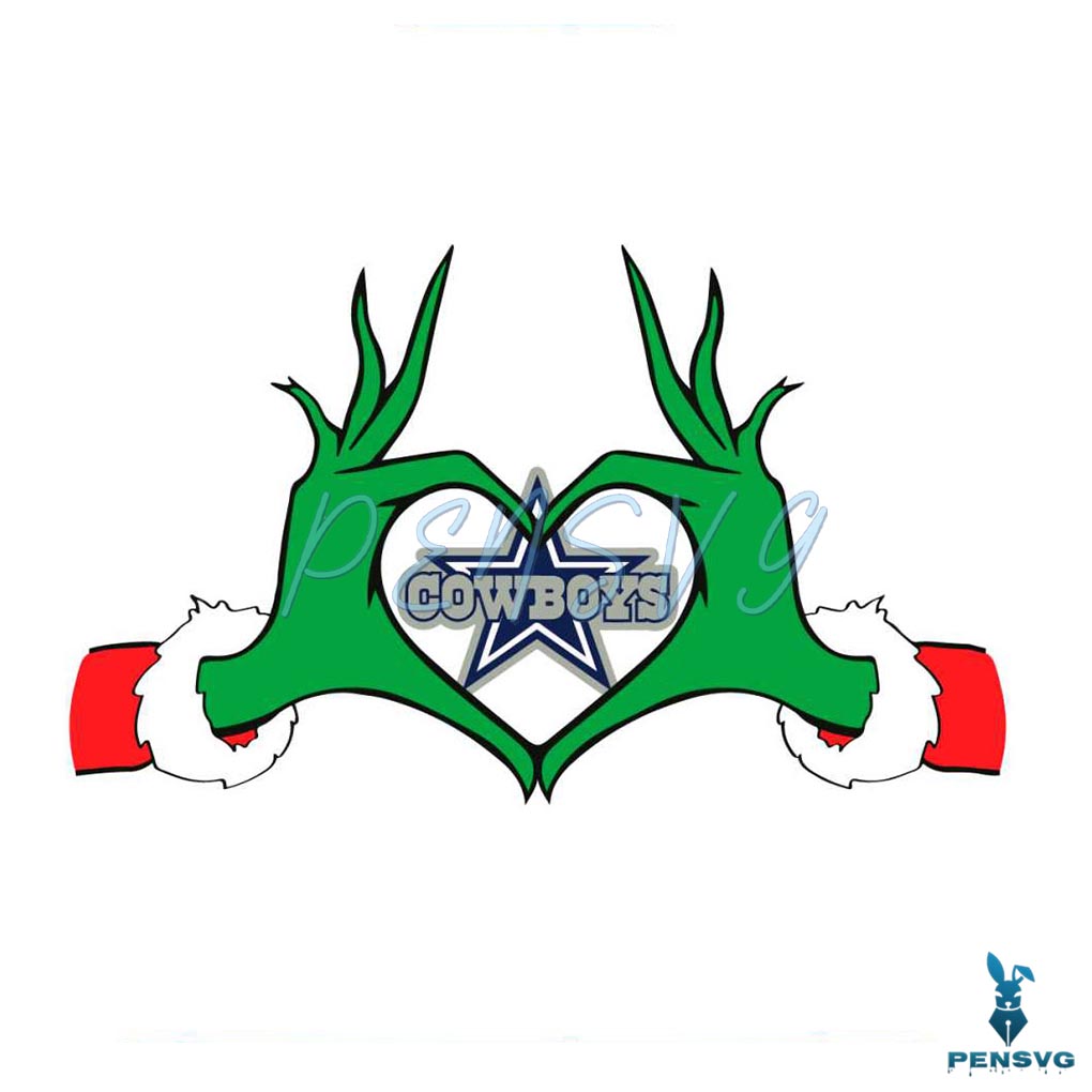 NFL Cowboys Grinch Heart Hand SVG