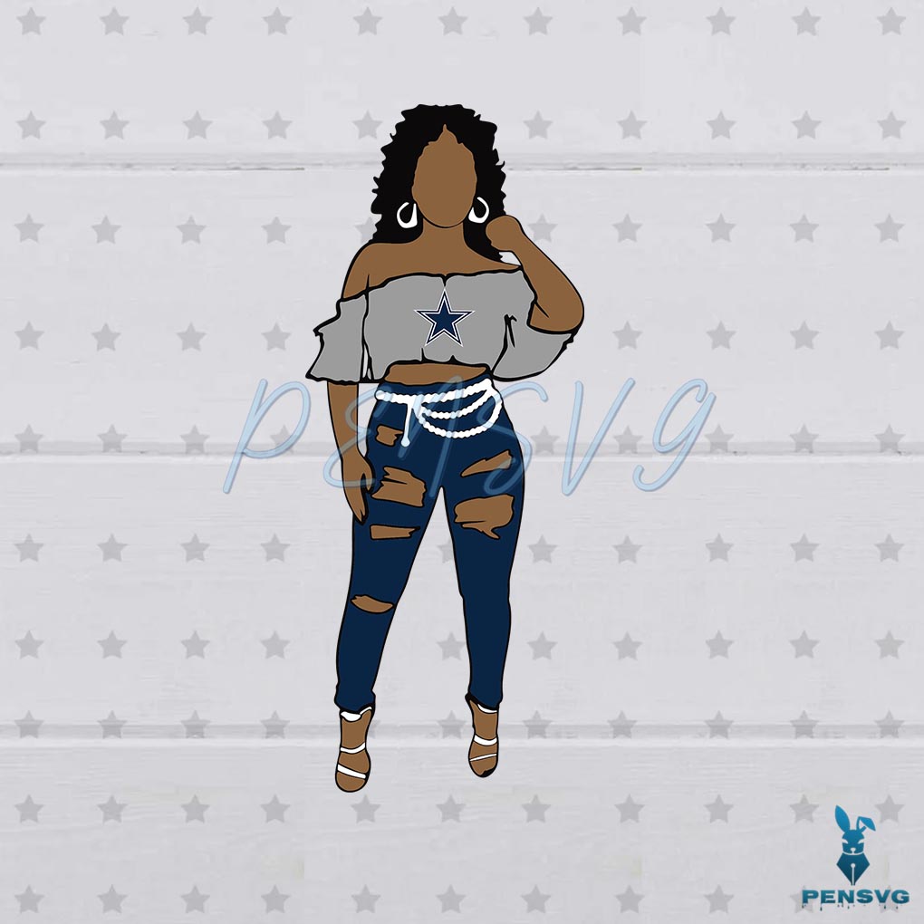 NFL Dallas Cowboys SVG Black Girl Football Team Cutting Files