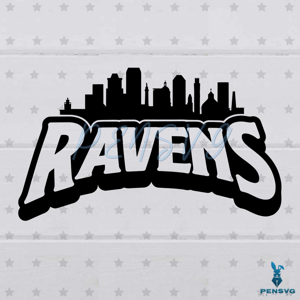 NFL Ravens Football Skyline SVG Silhouette