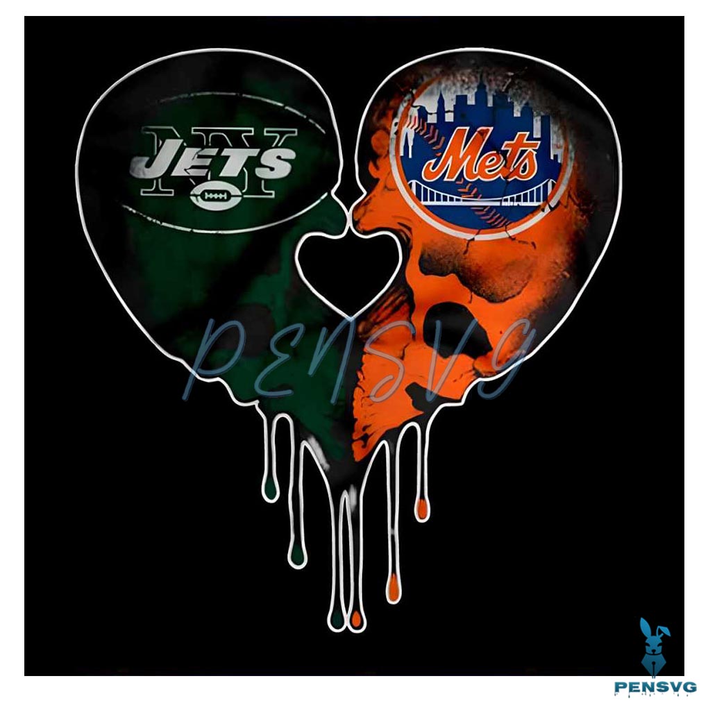 New York Jets And New York Mets Heart PNG