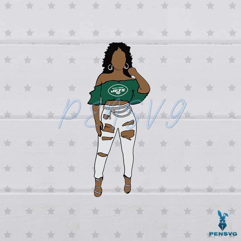 New York Jets NFL Football Team SVG Black Girl Cutting Files