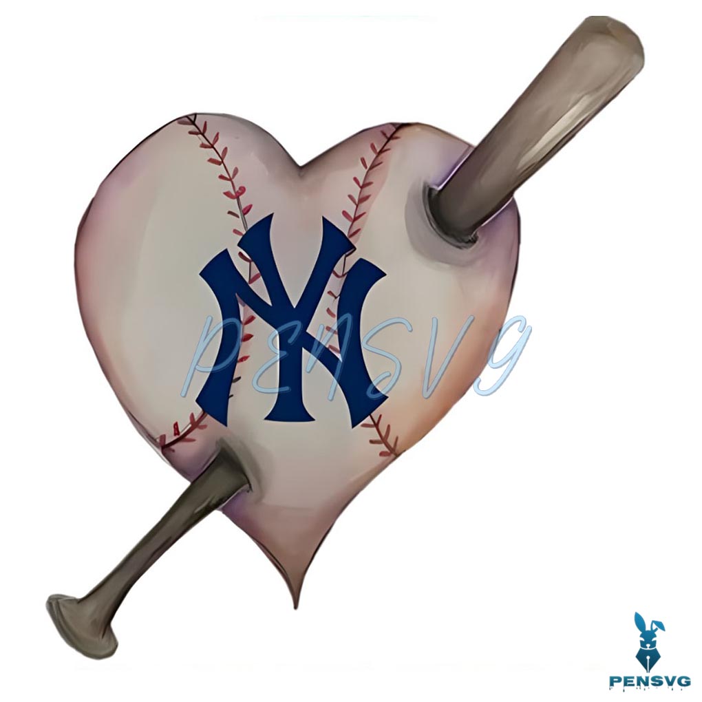 New York Yankees Baseball Bat Heart PNG