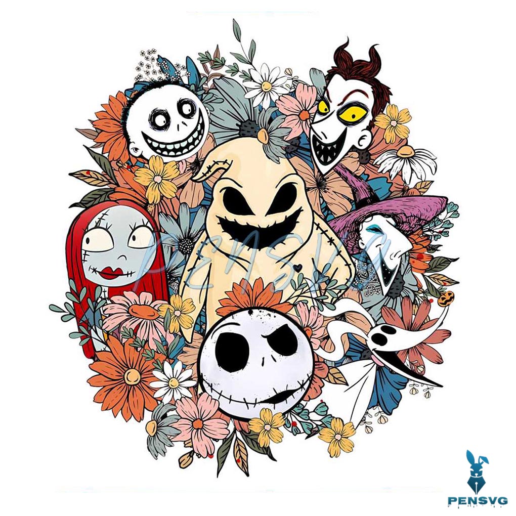 Nightmare Before Christmas Floral Jack Skellington PNG File