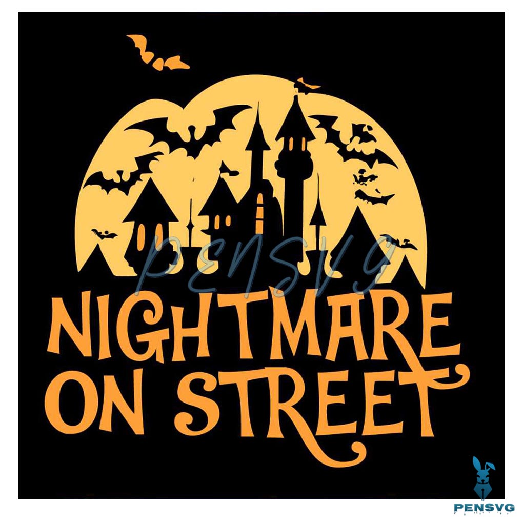 Nightmare On Street Happy Halloween Disney Castle SVG File