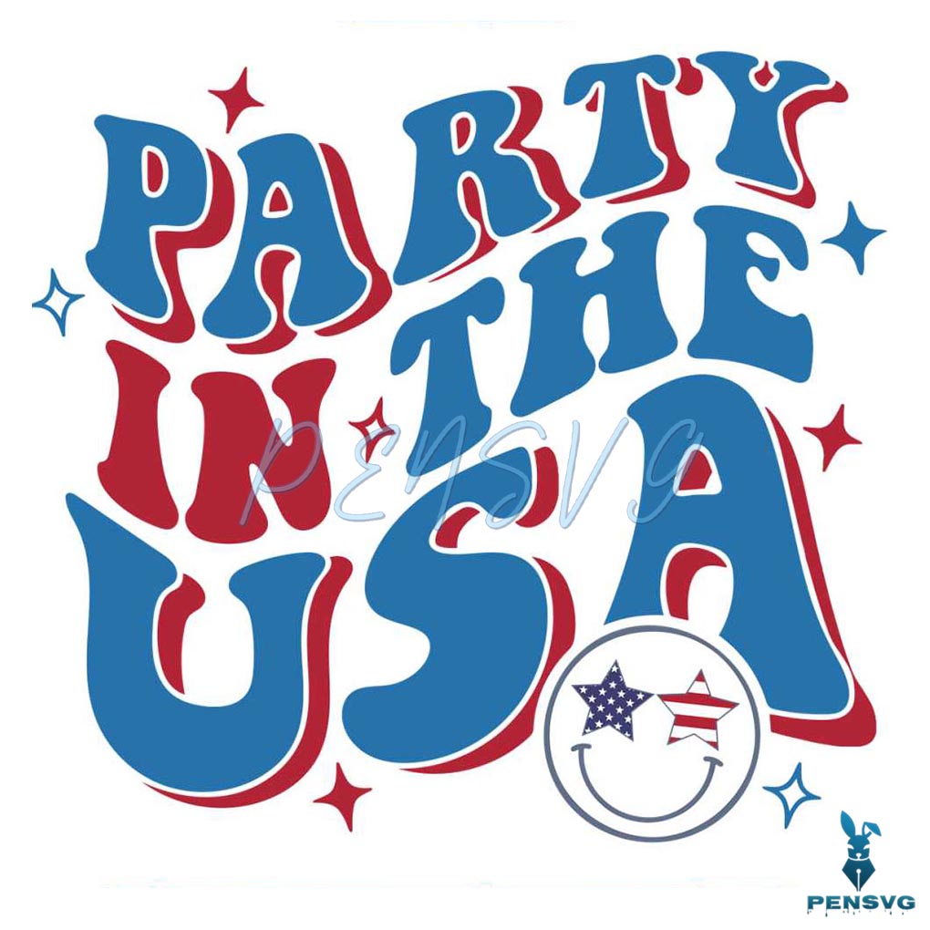 Party In The USA Retro 4th Of July SVG Digital Cricut File