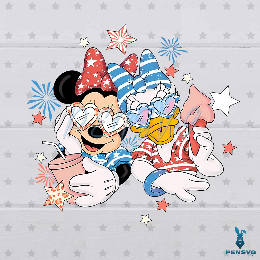 Patriot Minnie and Daisy Duck 4th Of July PNG Silhouette File