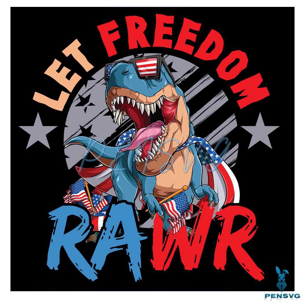 Free Dinosaur 4th Of July SVG Cut File for Patriotic Kids Shirts