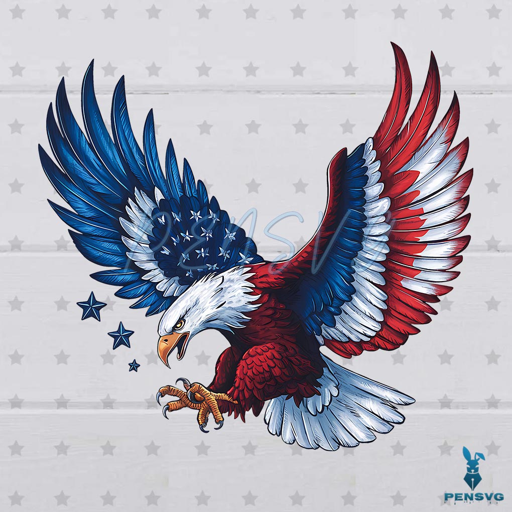 Patriotic Eagle USA 4th Of July Wings Spread Wide PNG