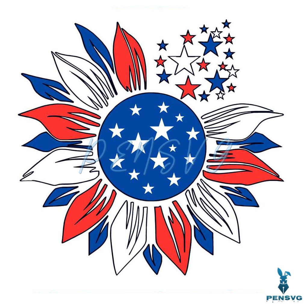Free Sunflower Happy 4th Of July SVG for Retro Patriotic Cricut Crafts