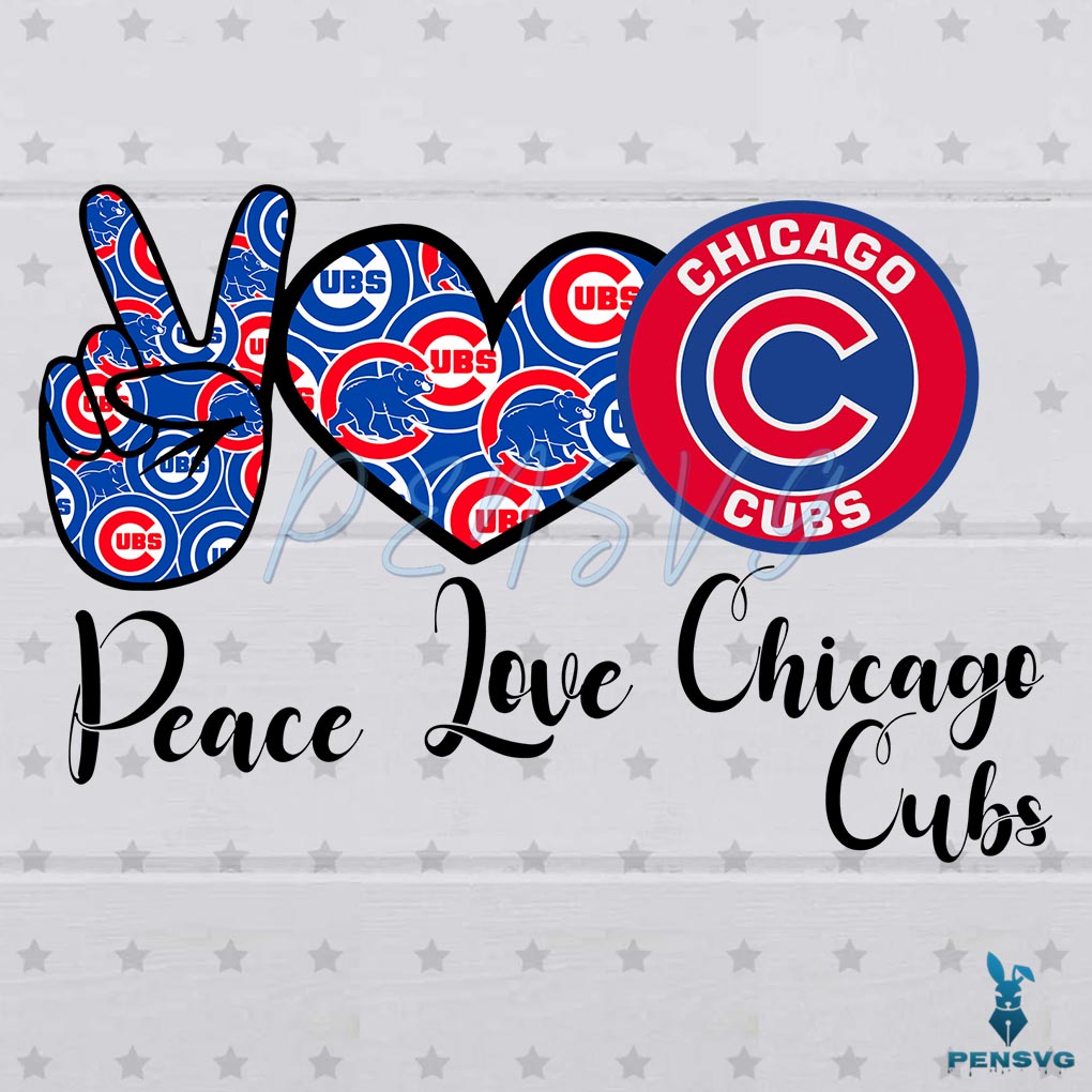 Peace Love Chicago Cubs SVG Digital File, MLB Svg
