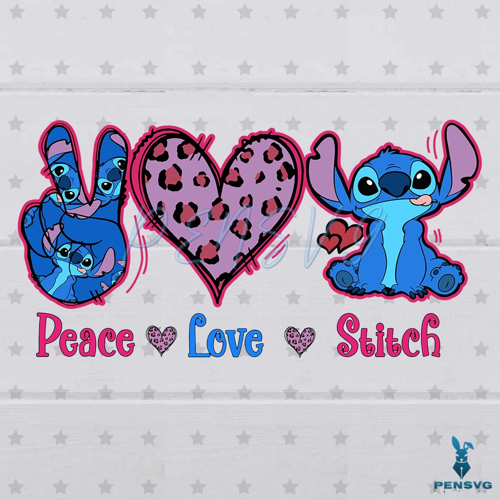 Peace love Stitch SVG Digital File, Stitch Svg, Leopards Heart Svg