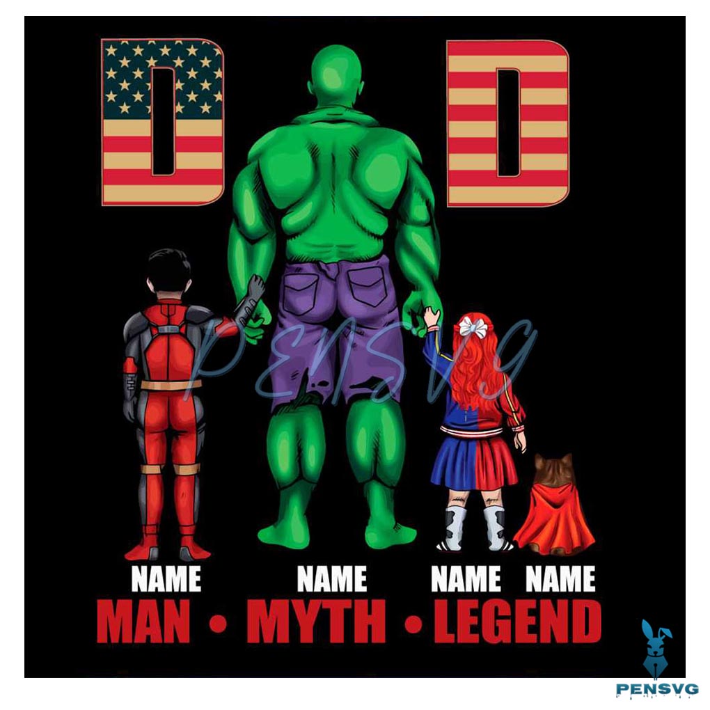 Personalized Best Dad Ever Superhero Dad PNG Silhouette File
