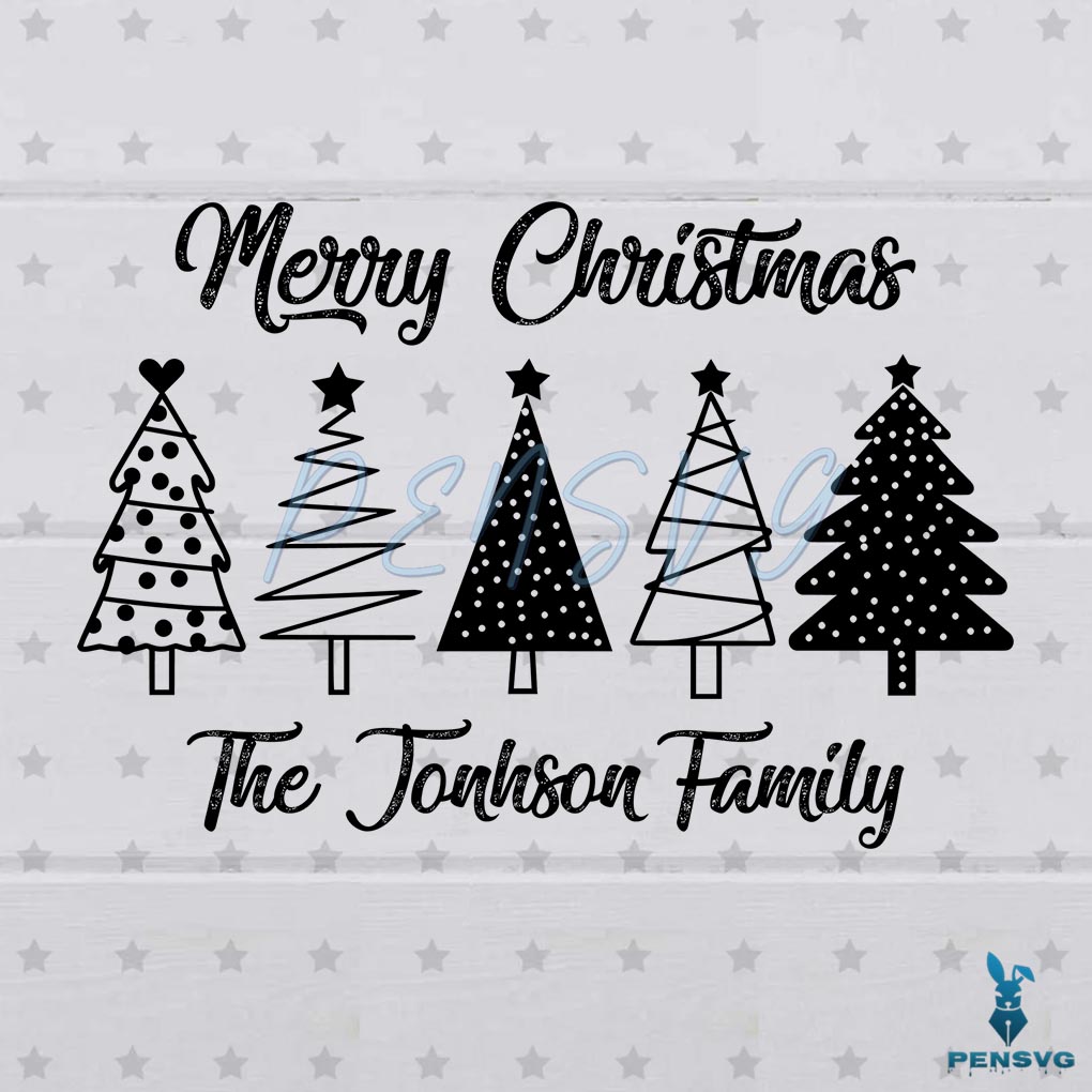 Personalized Christmas Tree Family Name Svg Silhouette Design