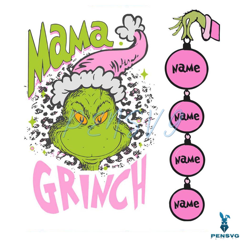 Personalized Pink Mama Grinch SVG