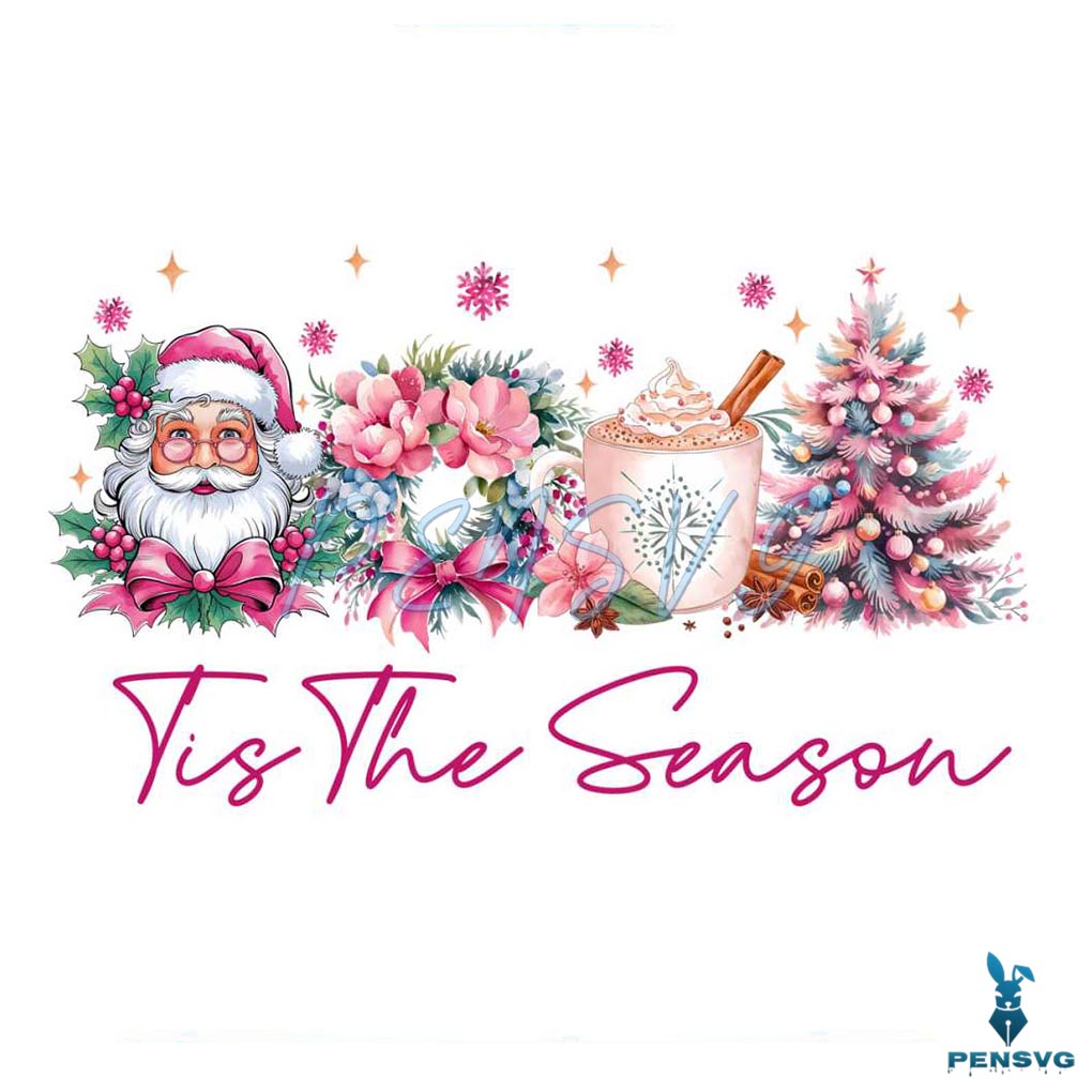 Pink Christmas Santa Hot Cocoa Candy Cane Christmas Tree Png
