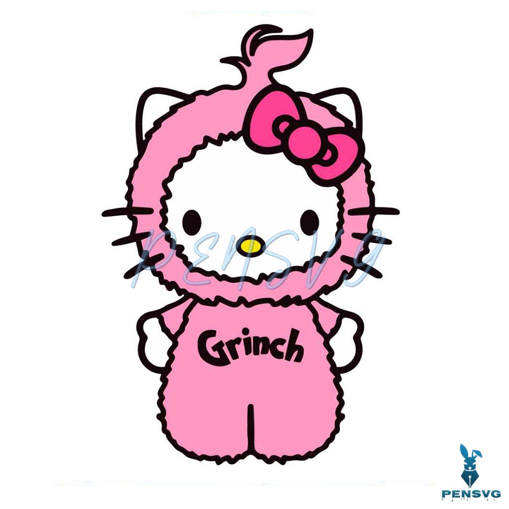 Pink Grinch Hello Kitty Christmas SVG Graphic Design File