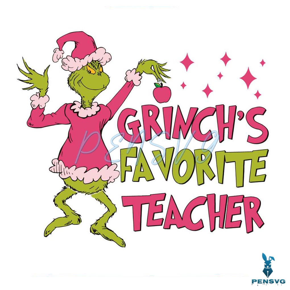 Pink Grinchs Favorite Teacher SVG