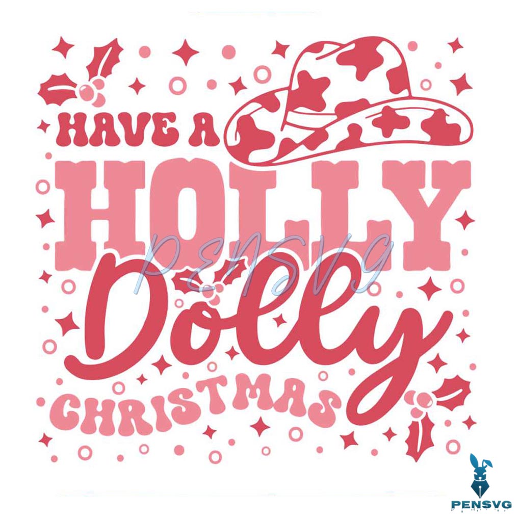 Pink Leopard Holly Dolly Christmas SVG