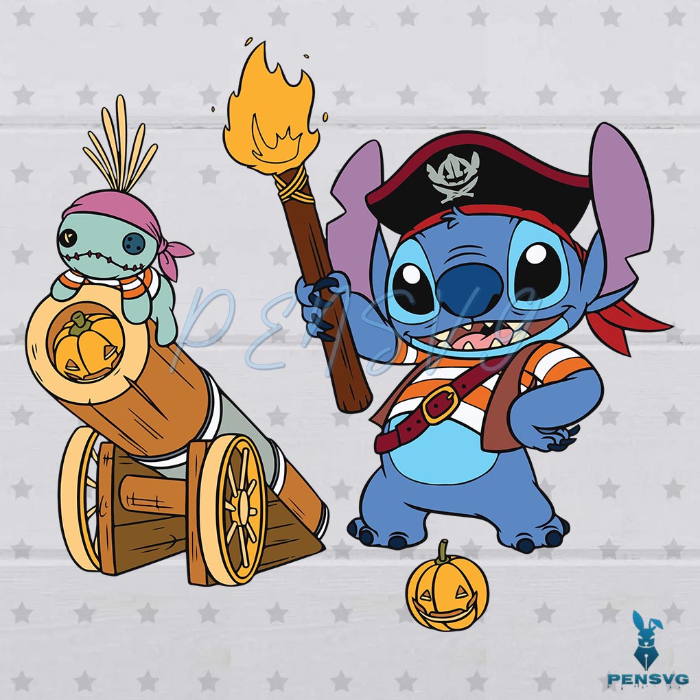 Pirate Stitch Halloween Pumpkin SVG Best Graphic Design File