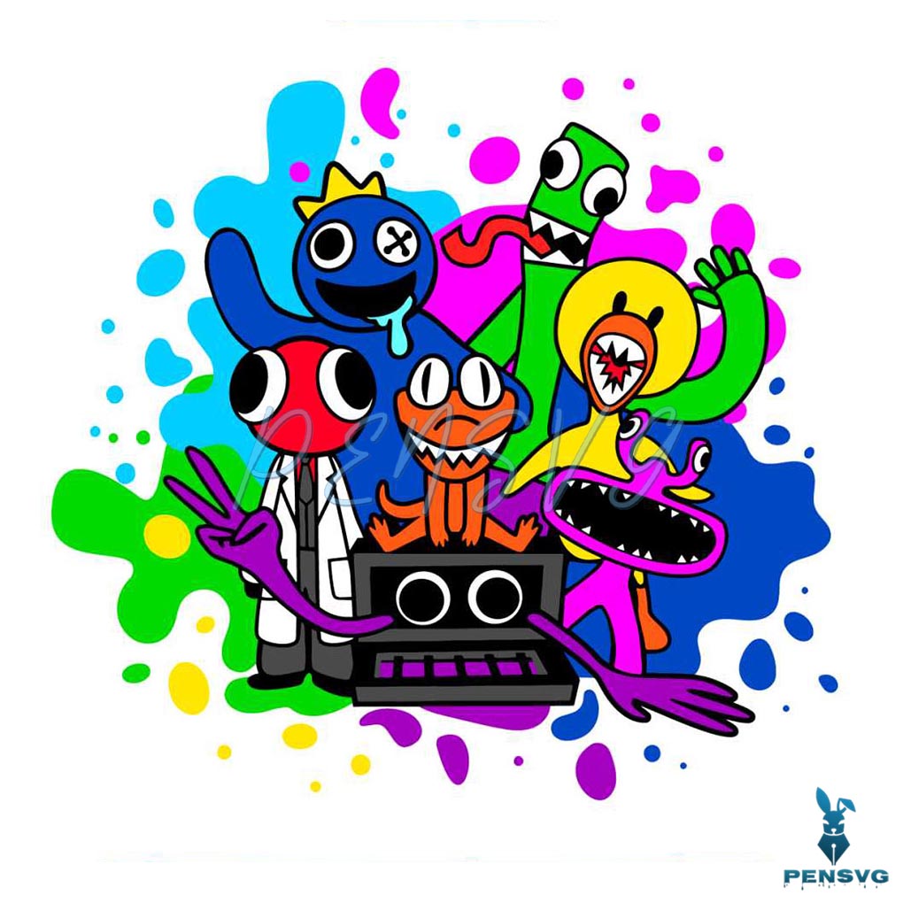 Rainbow Friends Cartoon Christmas SVG