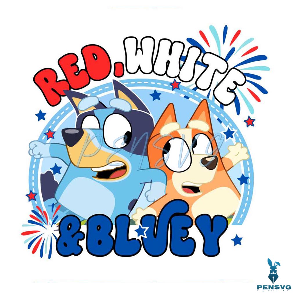 Bluey 4th Of July SVG Free Patriotic Cartoon Cut File for Cricut & Sublimation