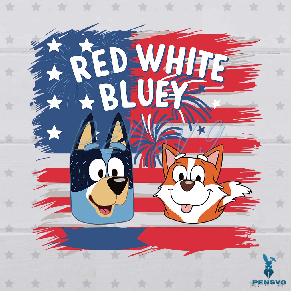 Red White Bluey America Flag 4th Of July SVG